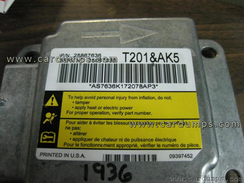 Chevrolet Uplander 2008 airbag 25020 25867636