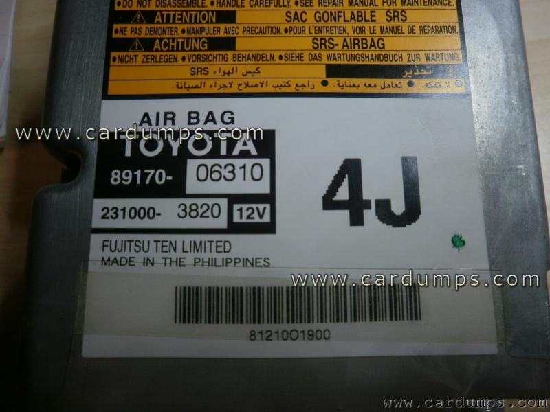 Toyota Camry airbag 93c66 89170-06310 Fujitsu Ten 231000-3820