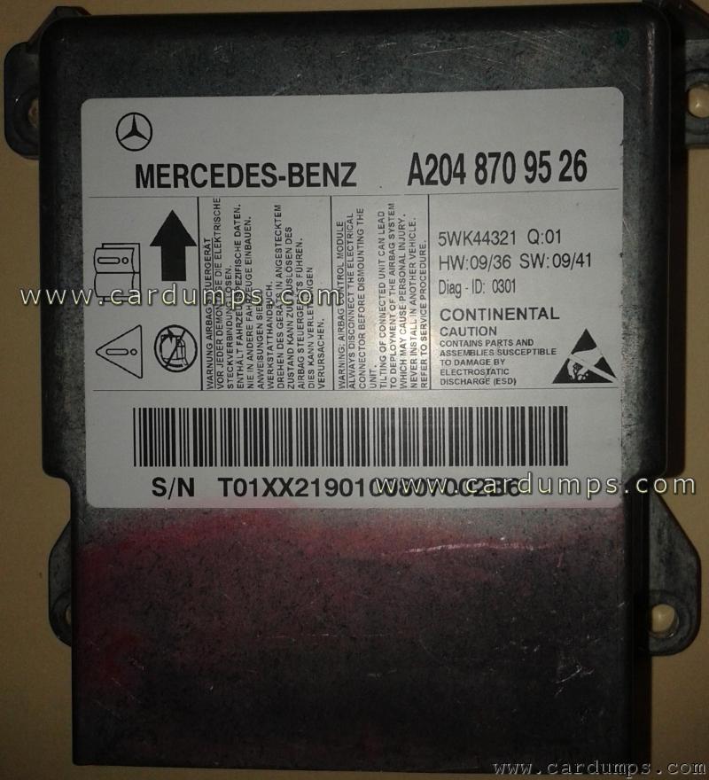 Mercedes W204 2011 airbag 95640 A204 870 95 26 Continental 5WK44321