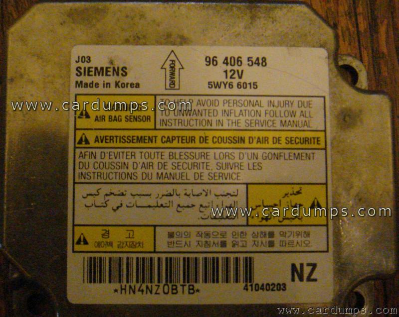 Suzuki Forenza 2005 airbag 95080 96406548 Siemens 5WY66015