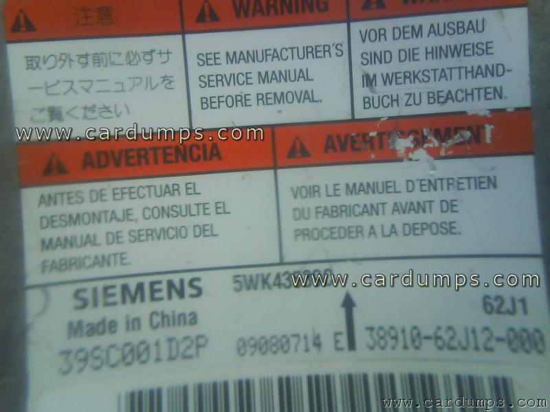 Suzuki Swift airbag 95160 38910-62J11-000 Siemens 5WK43539