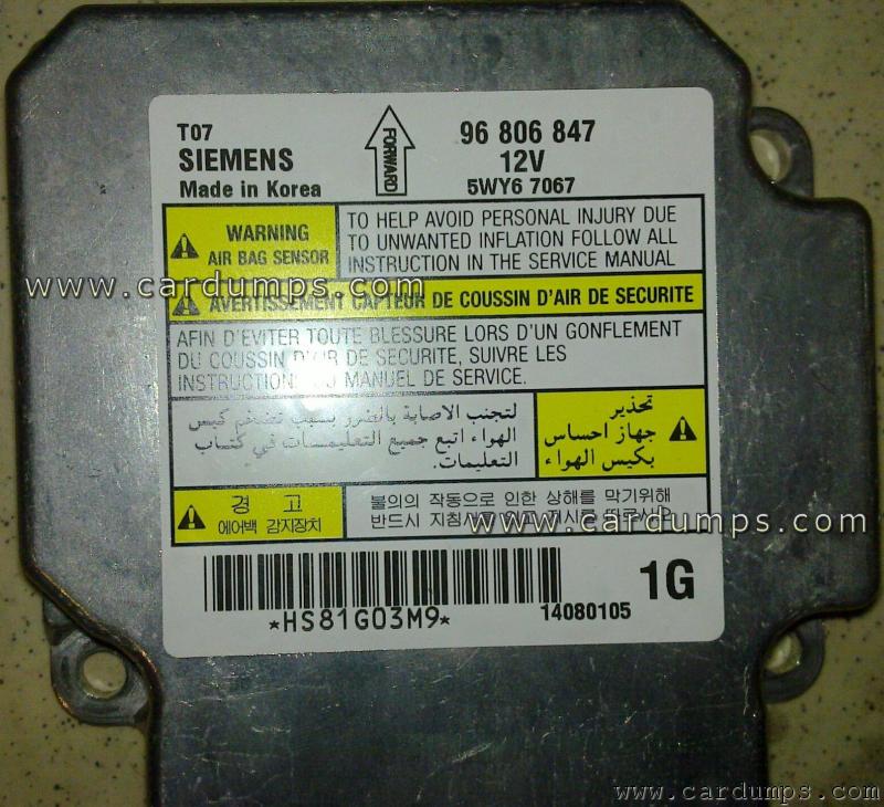 Chevrolet Aveo airbag 95160 96 806 847 Simens 5WY67067