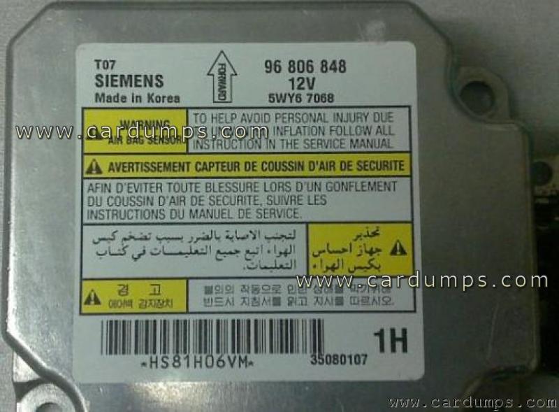 Chevrolet Aveo airbag 95160 96 806 848 Siemens 5WY67068