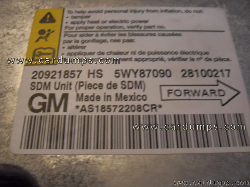 Chevrolet HHR airbag 95160 20921857 HS 5WY87090