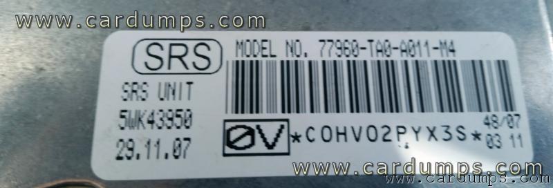 Honda Accord 2008 airbag 95640 77960-TA0-A011-M4  5W43950