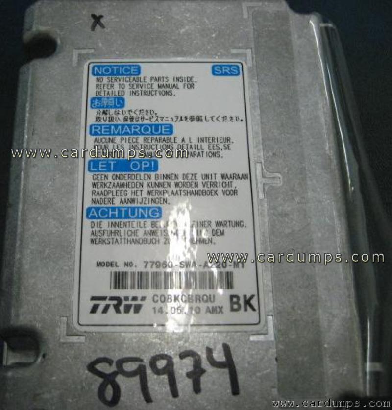 Honda CR-V 2010 airbag 95640 77960-SWA-A220-M1