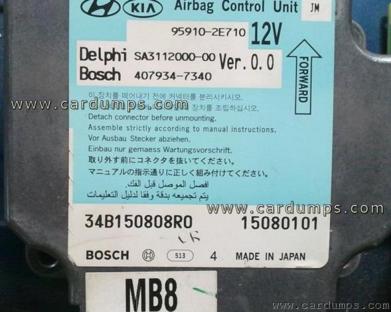 Hyundai Tucson 2009 airbag 9s12DG128 95910-2E710 Delphi SA3112000-00 Bosch 407934-7340