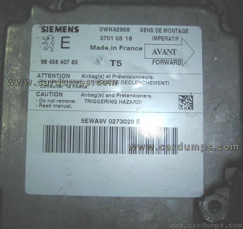 Peugeot 307 airbag 95080 96 458 407 80 Siemens 5WK42908