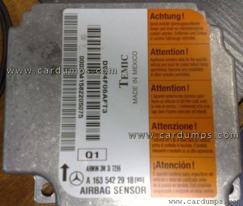 Mercedes ML163 2000 airbag 68HC912B32 A 163 542 29 18