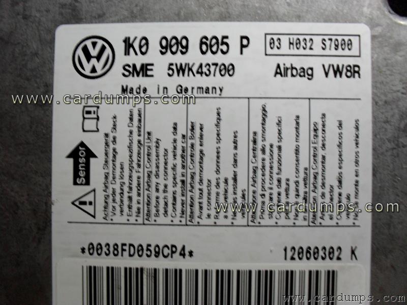 Volkswagen Jetta airbag 95160 1K0 909 605 P Siemens 5WK43700