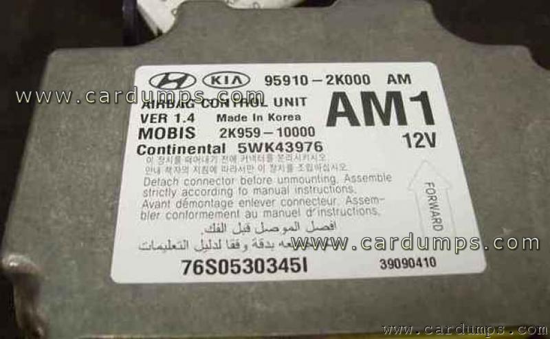 Kia Soul 2010 airbag 95640 95910-2K000 Mobis 2K959-10000 Continental 5WK43976