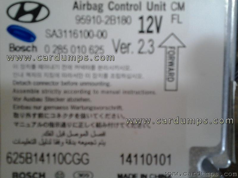 Hyundai Santa FE airbag 95640 95910-2B180 Delphi SA3116100-00 Bosch 0 285 010 625 V2.3