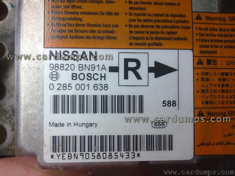 Nissan Almera airbag MC68HC12BE32 98820 BN91A Bosch 0 285 001 638