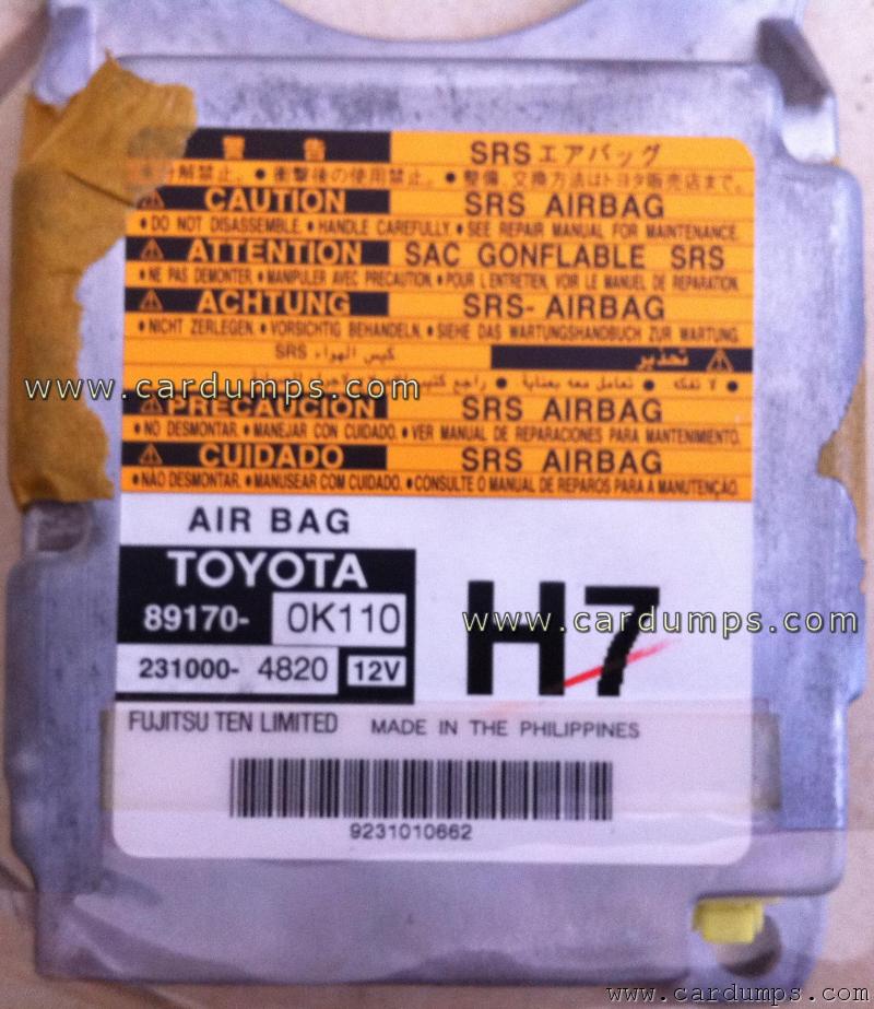 Toyota Hilux 2010 airbag 93c66 89179-0K110 Fujitsu Ten 231000-4820