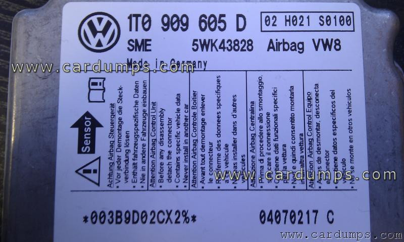 Volkswagen Touran airbag 95160 1T0 909 605 D Siemens 5WK43828