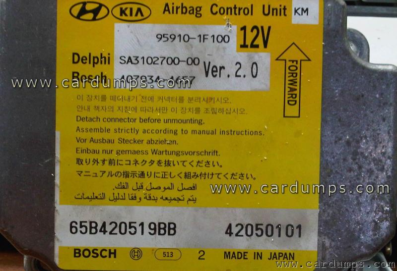 Hyundai Tucson 2006 airbag 9S12DG128 95910-1F100 Delphi SA3102700-00 Bosch 407934-4657