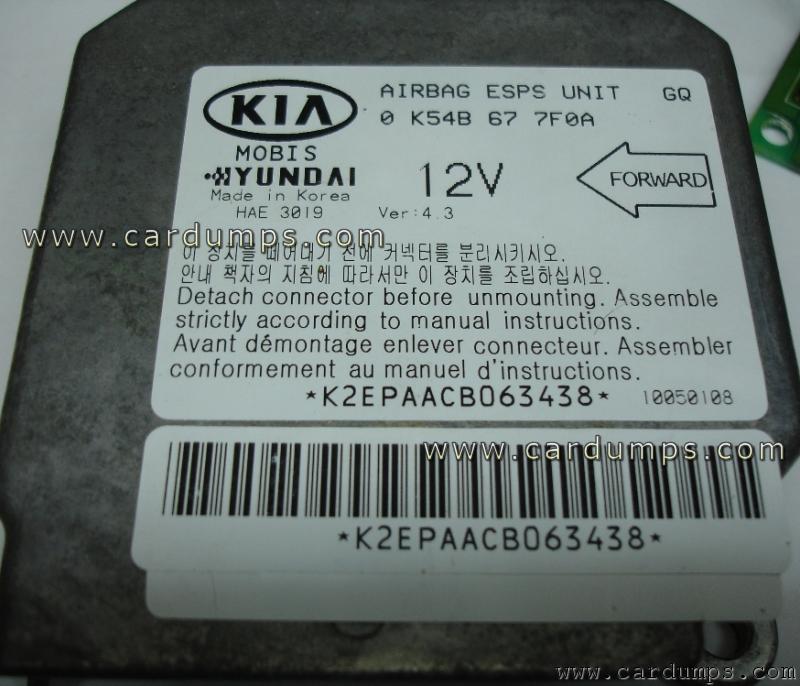 Kia Carnival 2005 airbag 68HC11E20 0 K54B 67 7F0A Mobis