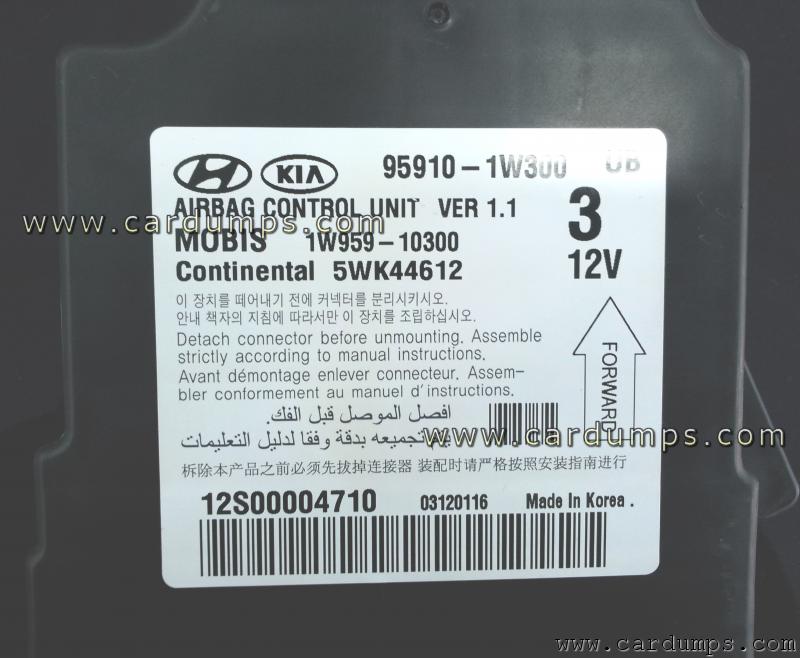 Kia Rio airbag 95128 95910-1W300 Mobis 1W959-10300 Continental 5WK44612