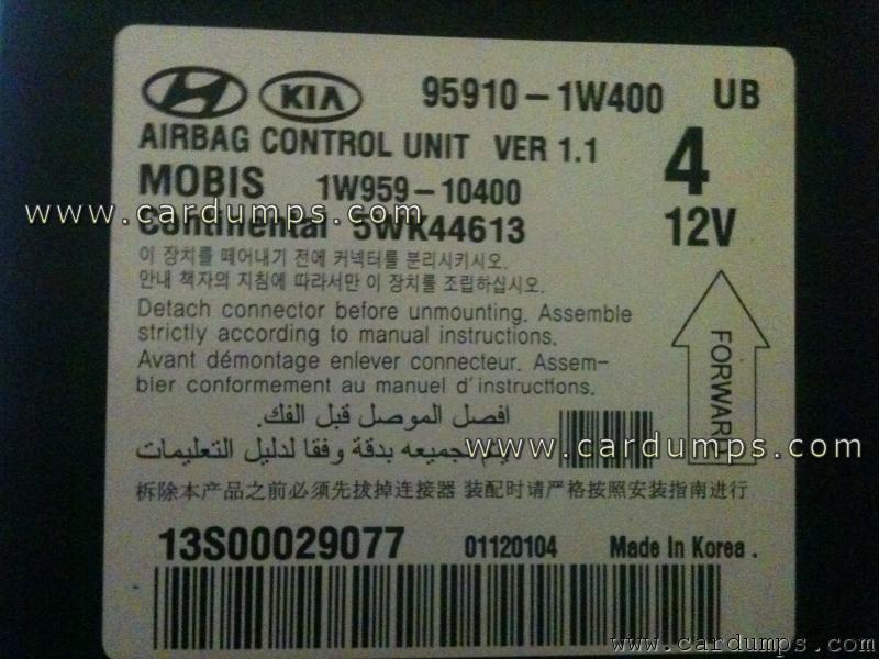 Kia Rio airbag 95128 95910-1W400 Mobis 1W959-10400 Continental 5WK44613