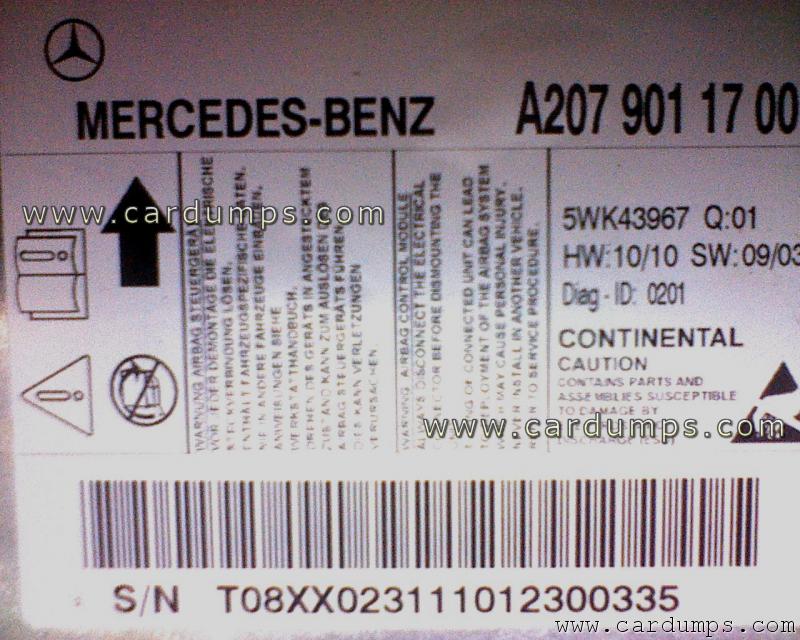 Mercedes W207 airbag 25640 A207 901 17 00 Continental 5WK43967