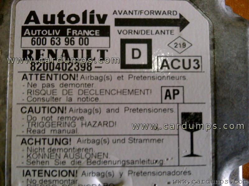 Renault Megane airbag 95080 8200 402 398 Autoliv 600 63 96 00