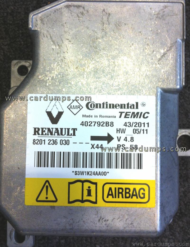 Renault Twingo 2011 airbag 95160 8201 236 030 Temic 402792B8
