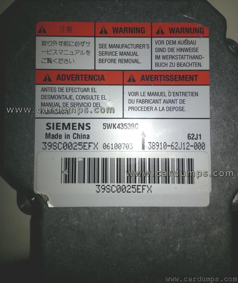 Suzuki Swift airbag 95160 38910-62J12-000  Siemens 5WK43539C