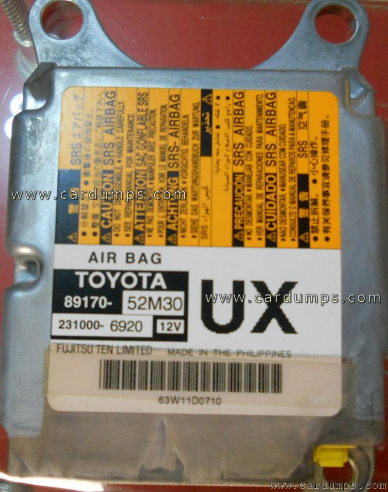 Toyota Yaris airbag 93c66 89170-52M30 Fujitsu Ten 231000-6920