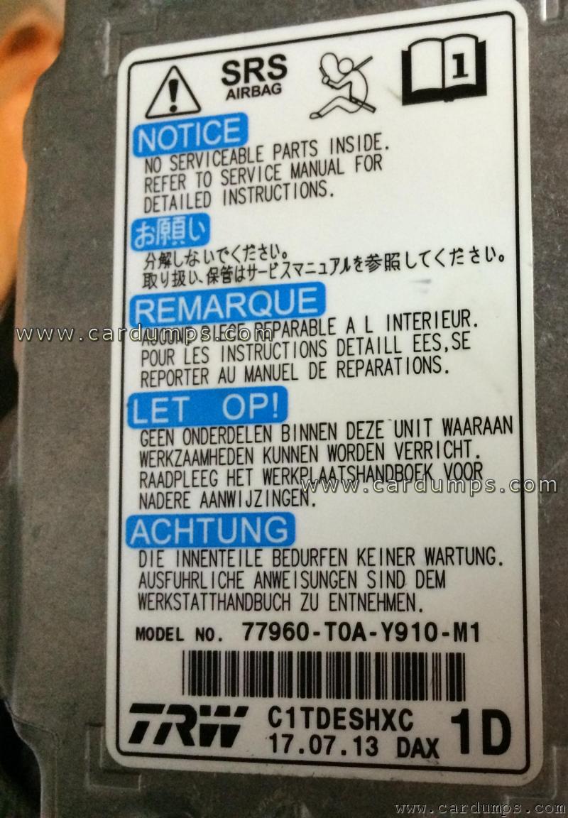 Honda CR-V 2013 airbag 95640 77960-T0A-Y910-M1