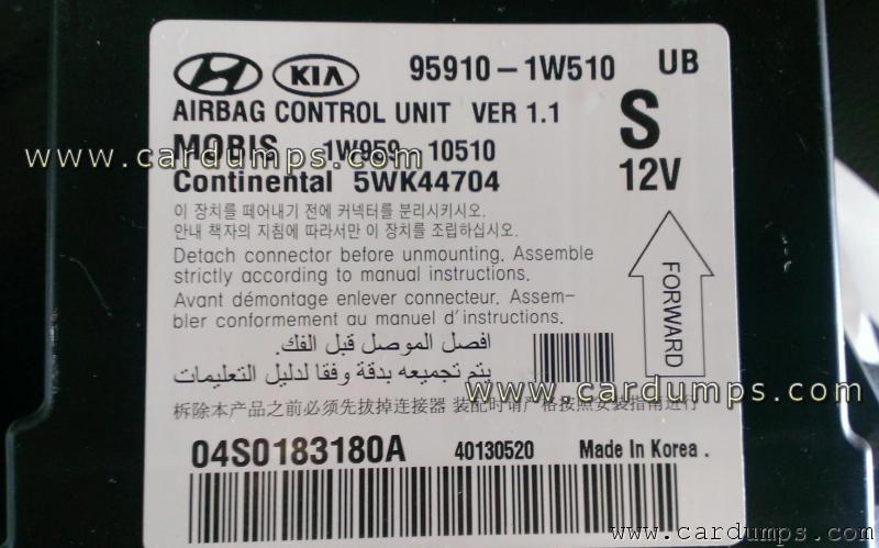 Kia Rio airbag 95128 95910-1W510 Mobis 1W959-10510 Continental 5WK44351