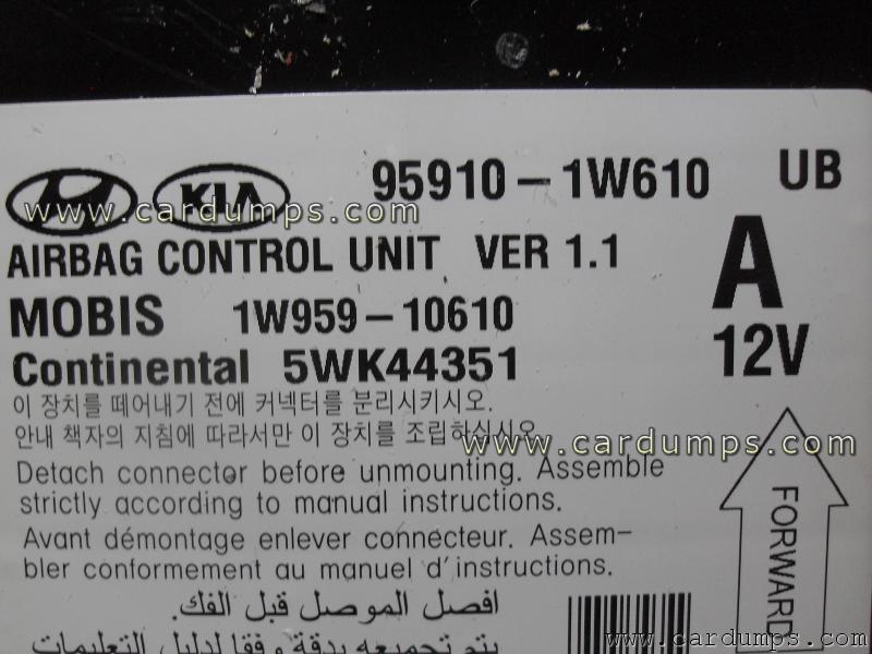 Kia Rio airbag 95128 95910-1W610 Mobis 1W959-10610 Continental 5WK44704