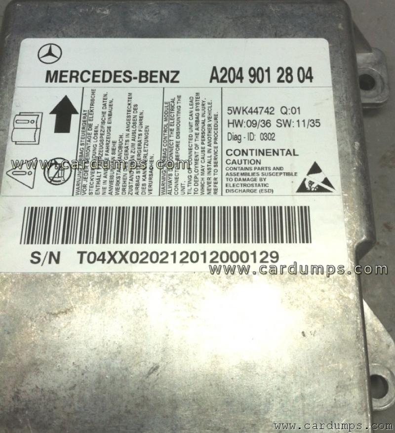 Mercedes W204 2012 airbag 95640 A204 901 28 04 Continental 5WK44742