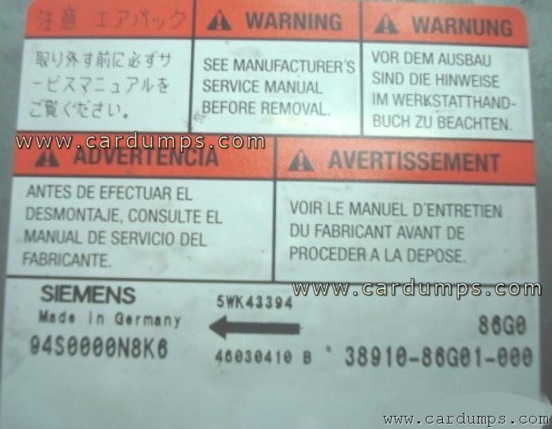 Suzuki Ignis airbag 95080 38910-86G01-000 Siemens 5WK43394