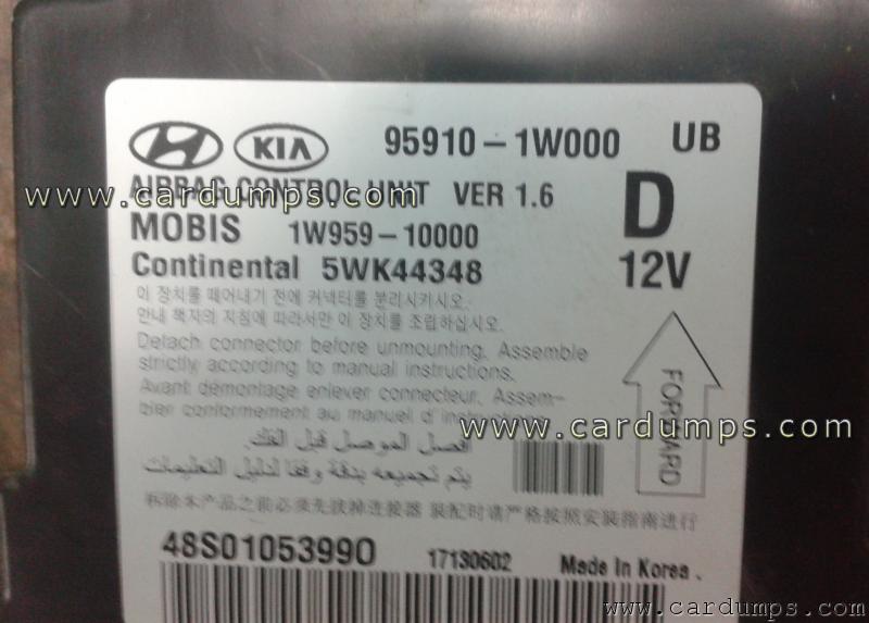 Kia Rio airbag 95128 95910-1W000 Mobis 1W959-10000 Continental 5WK44348