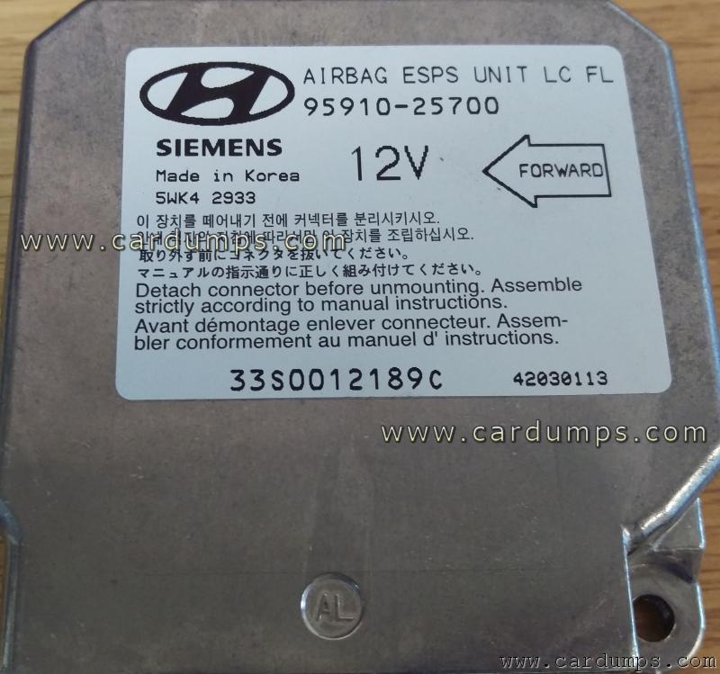 Hyundai Accent airbag 68HC11E20 95910-25700 Siemens 5WK42933