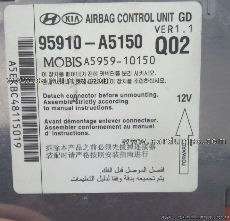 Hyundai Elantra 2014 airbag 95128 95910-A5150 Mobis A5959-10150