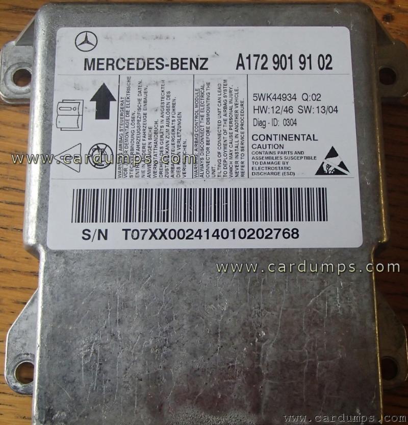 Mercedes R172 airbag 95128 A172 901 91 02 Continental 5WK44934