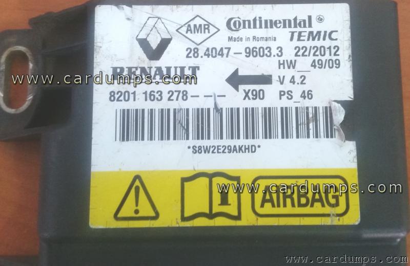 Renault Sandero airbag 95160 8201 163 278 Continental