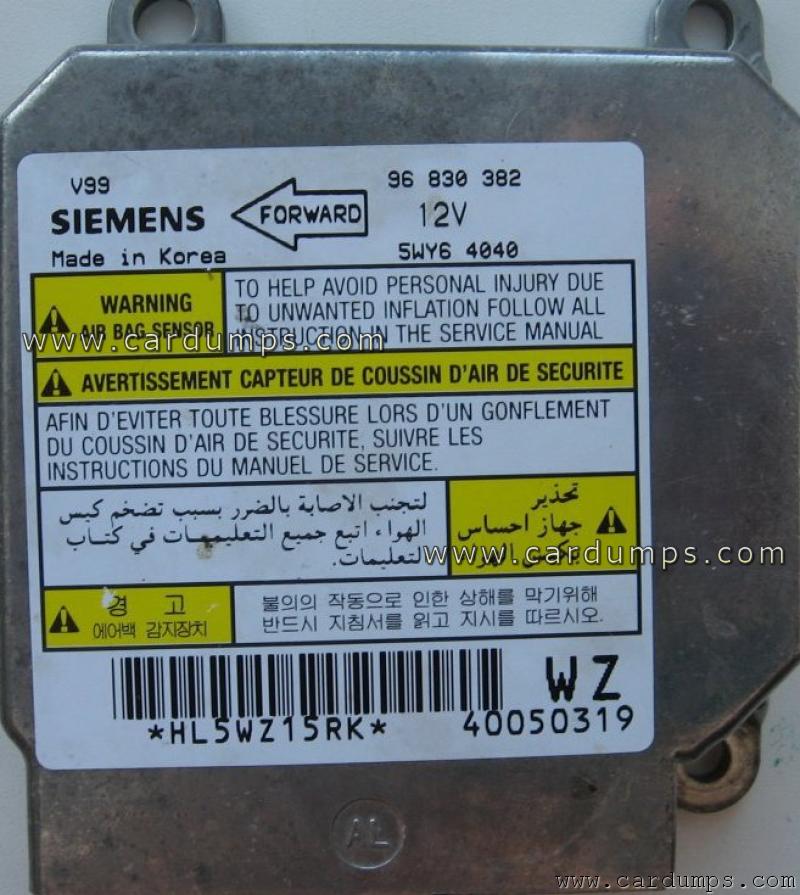 Chevrolet Evanda 2005 airbag 95080 96 830 382 Siemens 5WY64040