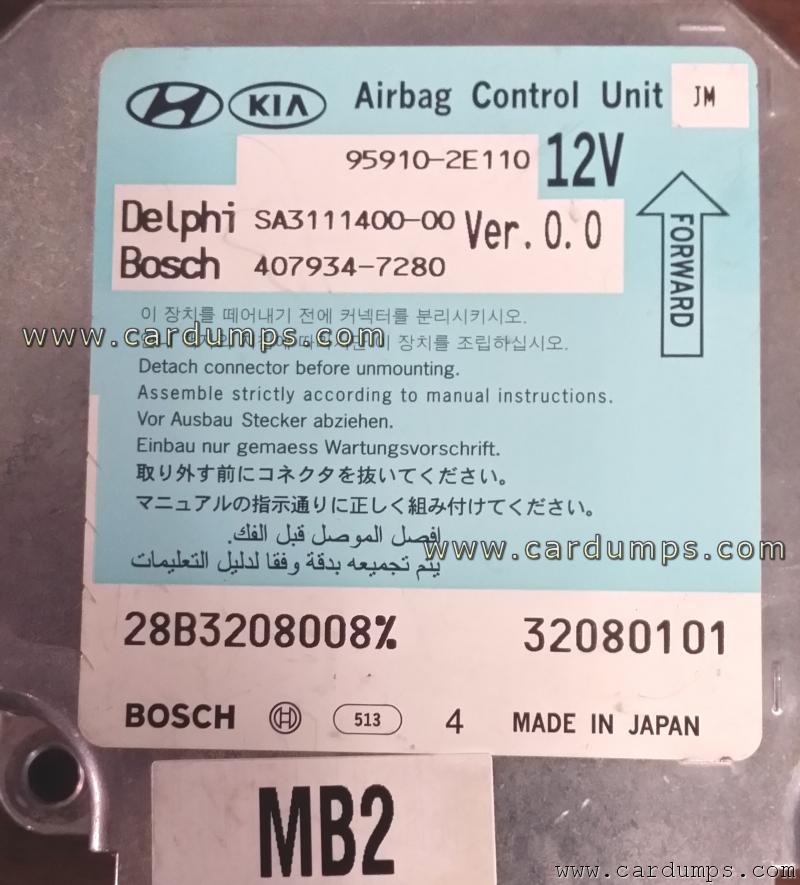 Hyundai Tucson 2009 airbag 9S12DG128 95910-2E110 Delphi SA3111400-00 Bosch 407934-7280