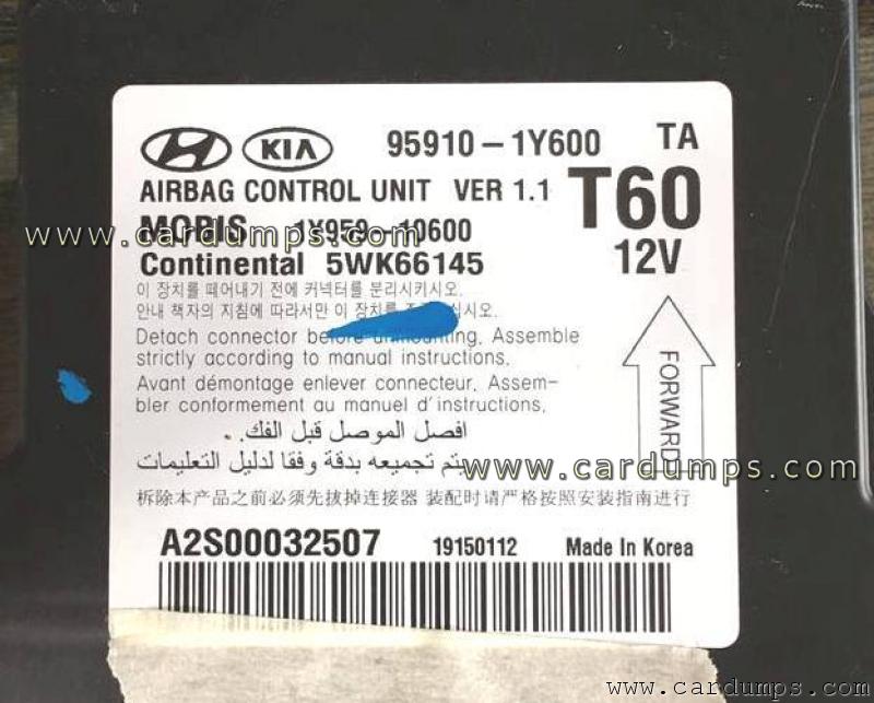 Kia Morning airbag 25128 95910-1Y600 Mobis 1Y959-10600 Continental 5WK66145