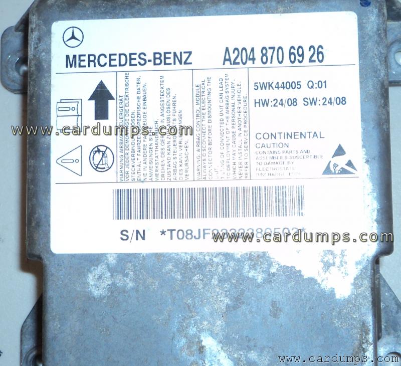 Mercedes W204 2009 airbag 95640 A204 870 69 26 Continental 5WK44005