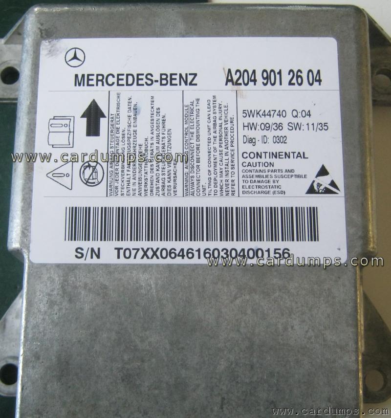 Mercedes W204 airbag 95460 A204 901 26 04 Continental 5WK44740